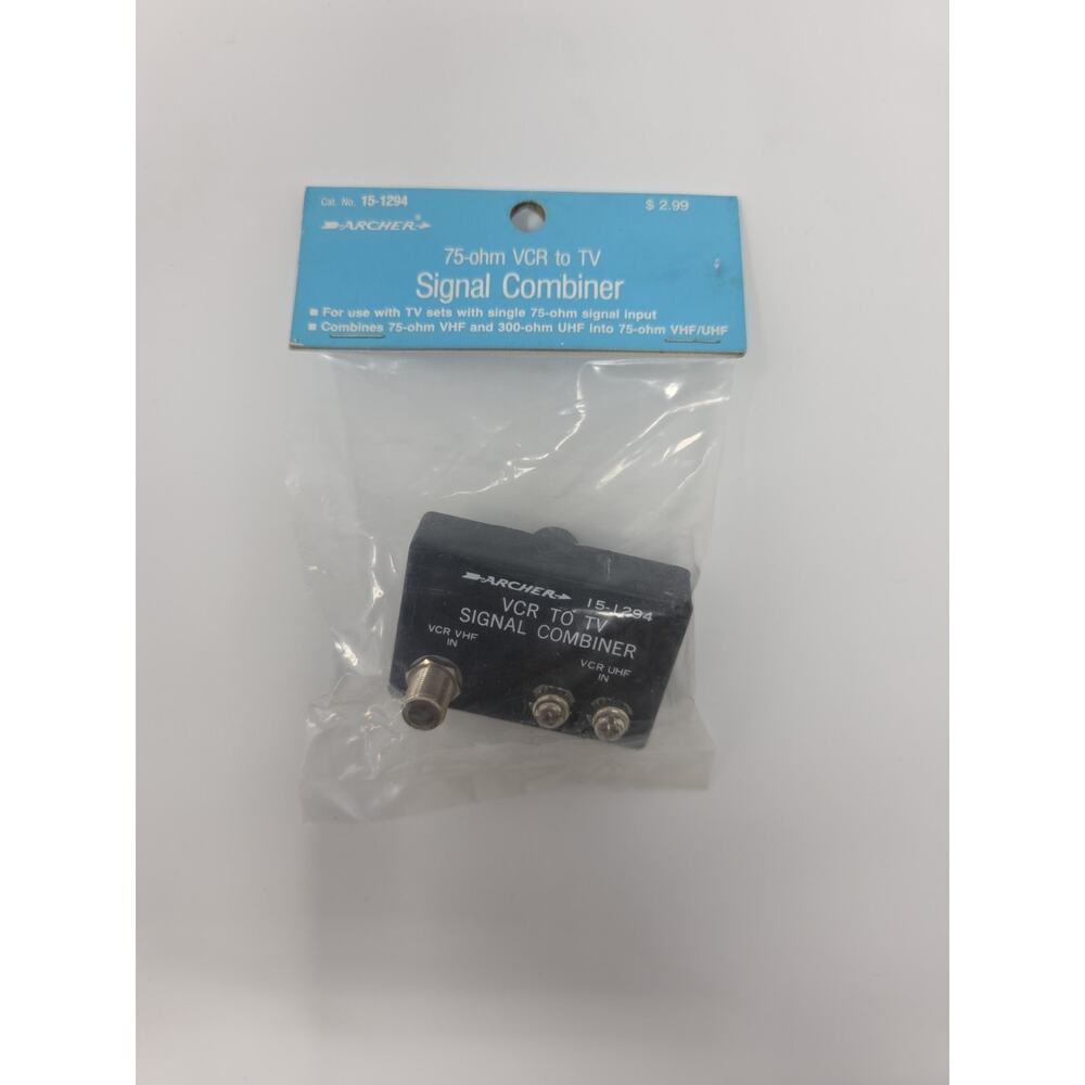 Archer 15-1294 VCR to TV Signal Combiner 75 Ohm VHF/UHF NEW Sealed